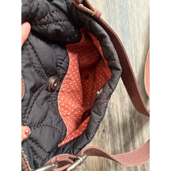 Fossil Key-Per Fabric Quilted Crossbody Bag Black Brown & Wallet - Picture 5 of 14
